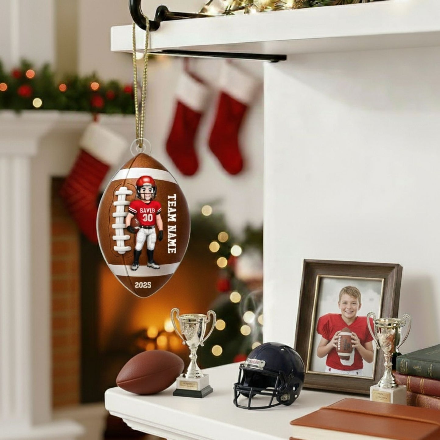 Football Player - Personalized Acrylic Ornament - Christmas Gift For Teen Boy, Son, Grandson