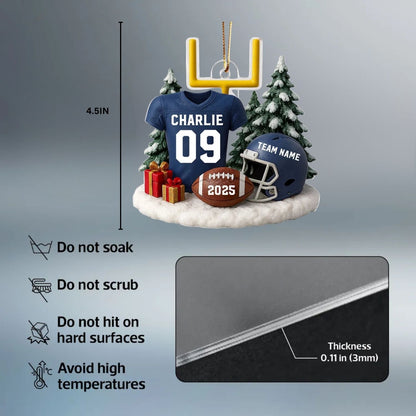 Proud American Football Player Uniform - Personalized Acrylic Ornament - Gift For Football Lovers