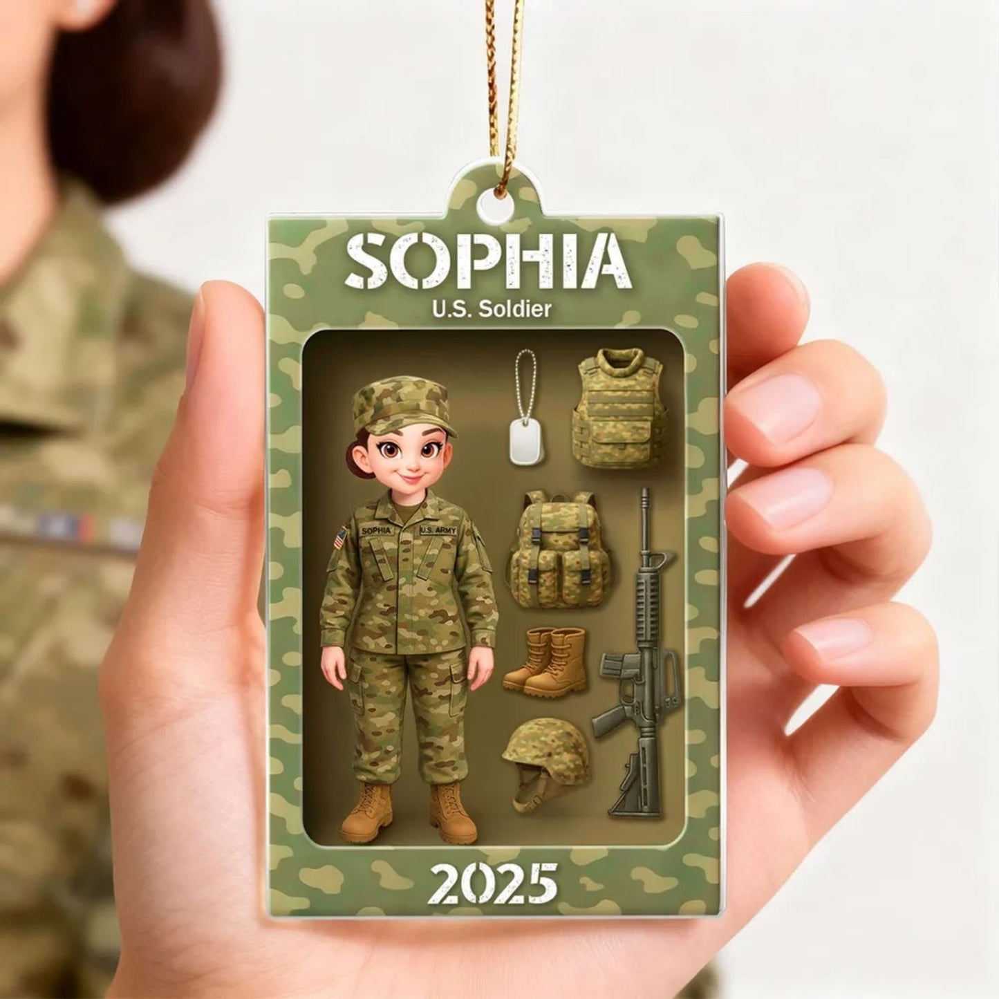 Military Action Figure - Personalized Acrylic Ornament - Special Gift For The Military