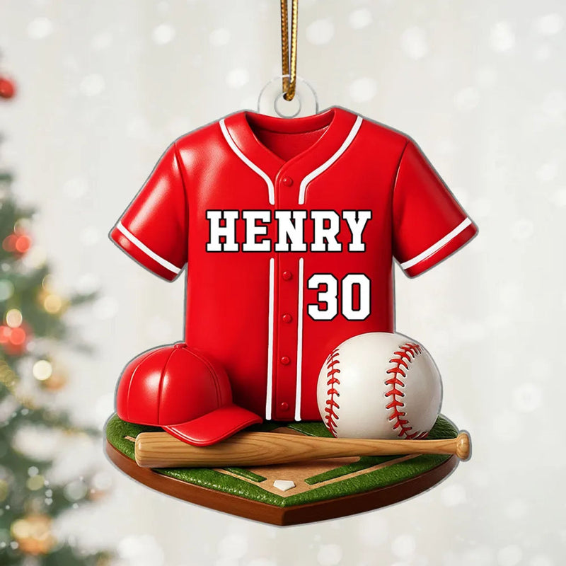 Baseball Kit 3D Effect - Personalized Acrylic Ornament - Christmas Gift For Son, Boyfriend, Gift For Him