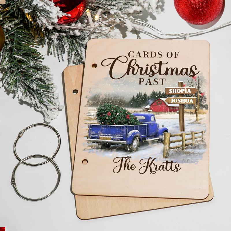 Personalized Family Farm Christmas Truck Card Keeper, Farmhouse Christmas Decor