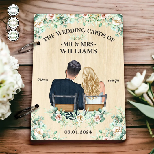 Personalized Floral Wedding Couple Card Keeper, Keepsake Card Holder for Couples