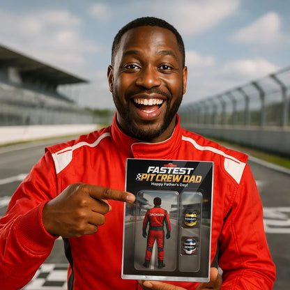 Fastest Pit Crew Dad With Kids' Names Custom Figure Personalized Acrylic Block Plaque, Unique Father's Day Gift For Him, For Motorsport Lover, Racing Dad