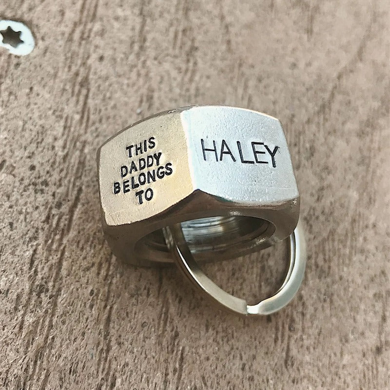 Personalized Stainless Steel Nut Keychain, Unique Gift For Men, Anniversary Gift