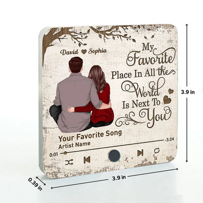 Favorite Place In The World Couple Sitting Back View Personalized Music Fridge Magnet, Valentine's Day Gift For Him, For Her