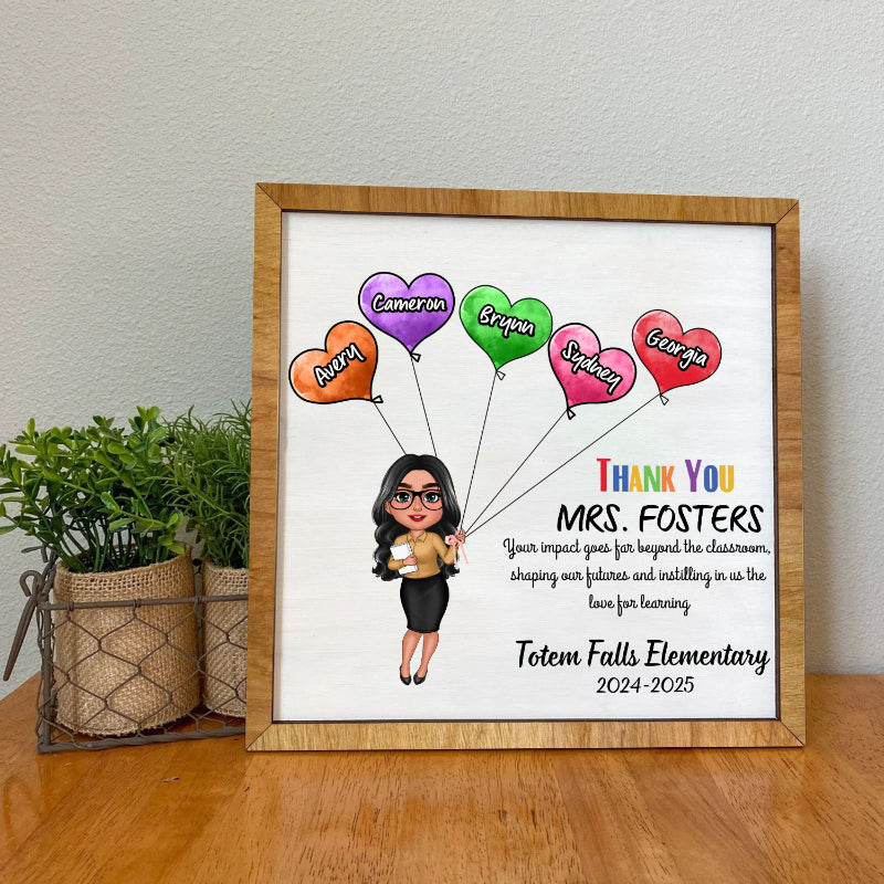 Personalized Teacher Appreciation Heart Balloon Sign, Heartwarming Gift for Educators, Teacher Appreaciation Gift