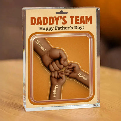 Daddy Team Fist Bump Custom Figure Personalized Acrylic Block Plaque, Father's Day gift