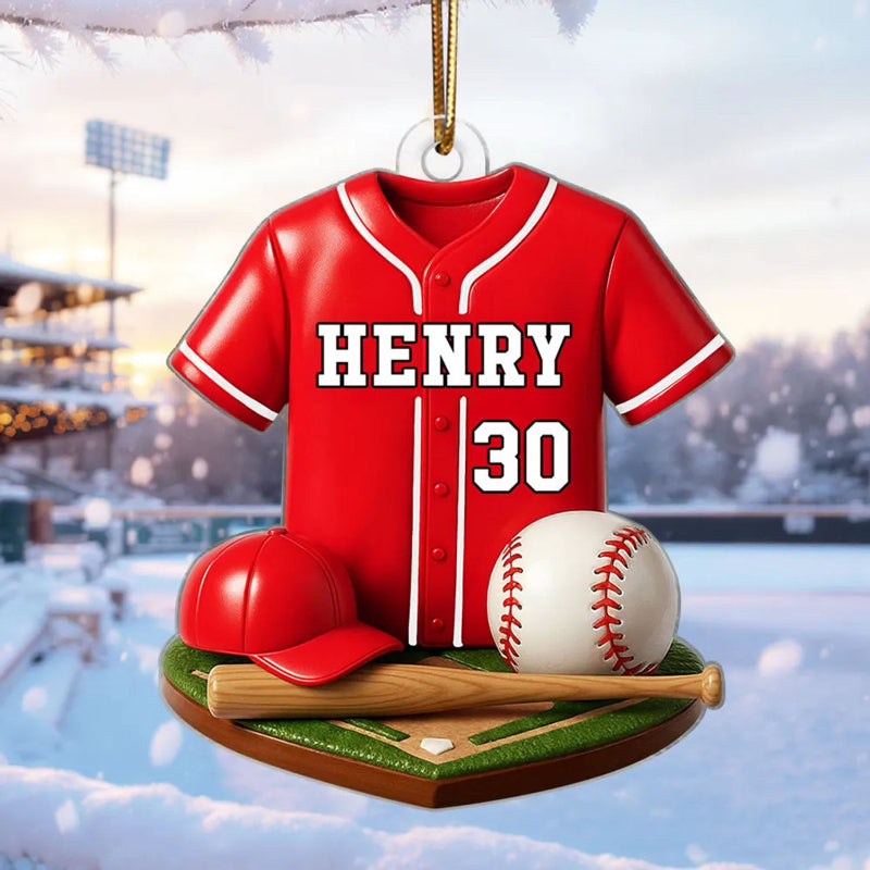 Baseball Kit 3D Effect - Personalized Acrylic Ornament - Christmas Gift For Son, Boyfriend, Gift For Him
