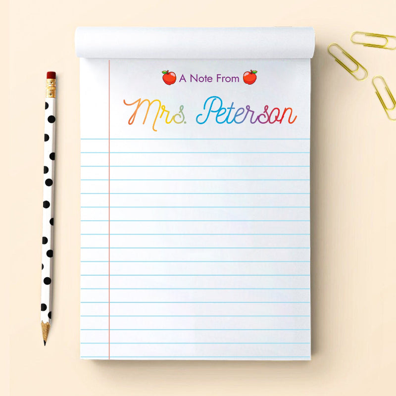 Personalized Name Teacher Notepad, Gradient Color Notepad Style, Appreciation Gift For Teacher