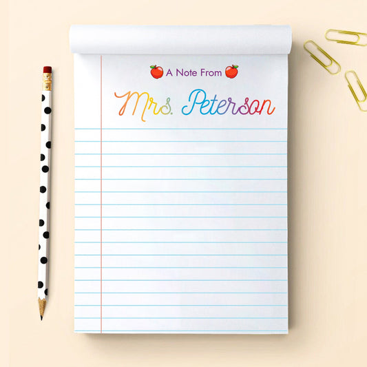 Personalized Name Teacher Notepad, Gradient Color Notepad Style, Appreciation Gift For Teacher