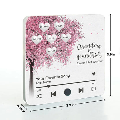 Grandma Grandkids Fill A Place In Your Heart Heart Tree Personalized Music Fridge Magnet, Heartfelt Mother's Day Gift For Mom For Grandma