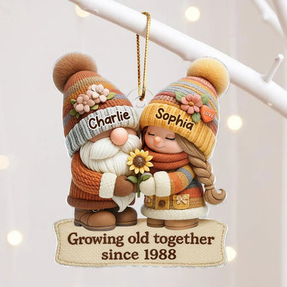 Gnome Couple Growing Old Together Personalized Acrylic Ornament, Couple Christmas Gift, Anniversary Gift for him for her