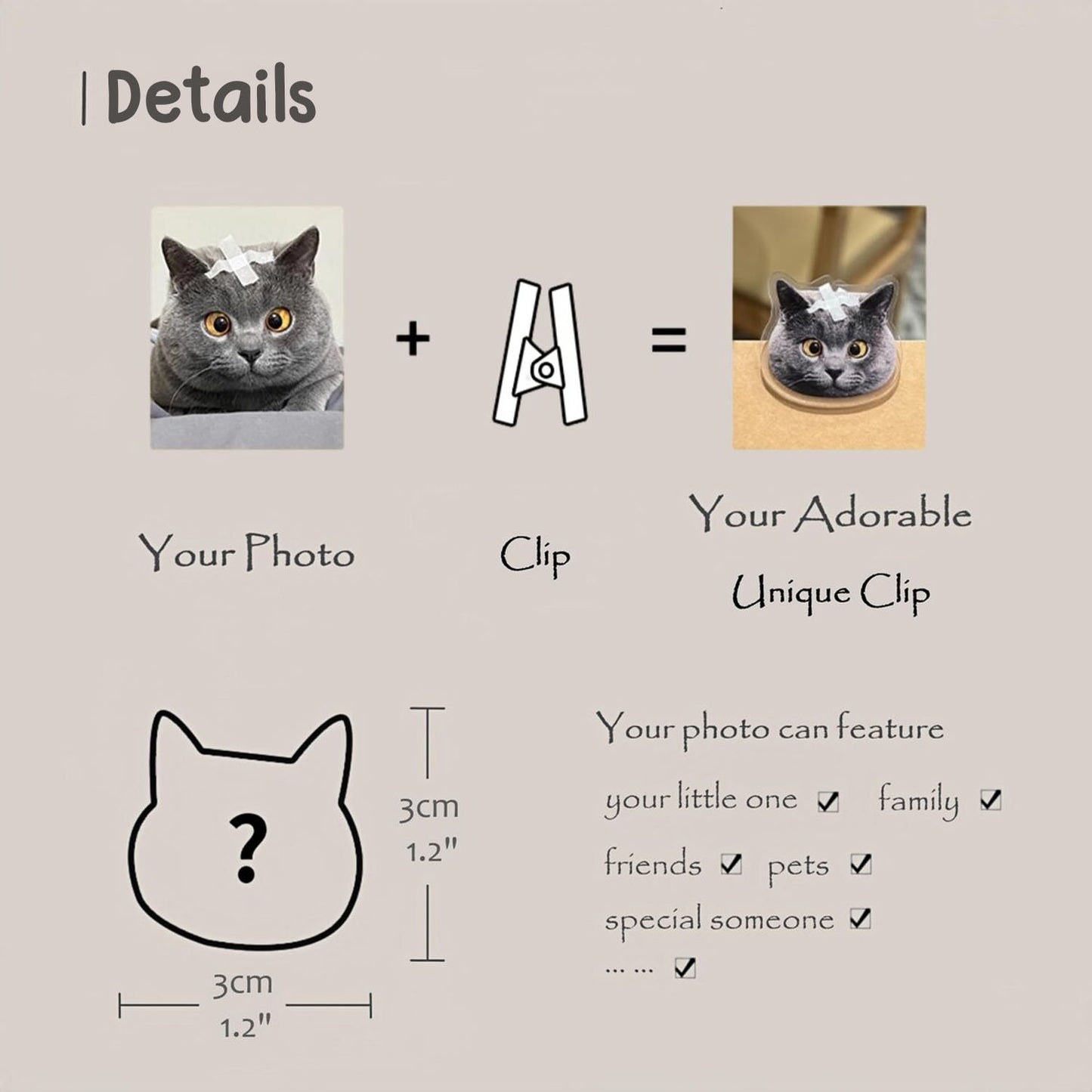 Custom Pet Photo Clip – Acrylic Personalized Binder Clip for Notes, Files, Books, Cute Gift for Readers, Book Lovers Gift
