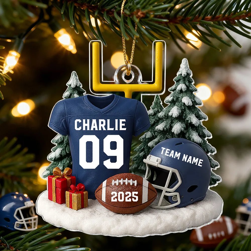 Proud American Football Player Uniform - Personalized Acrylic Ornament - Gift For Football Lovers