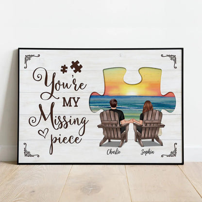 My Missing Piece Couple Beach Landscape Personalized Poster, Gift For Couples, For Him, For Her