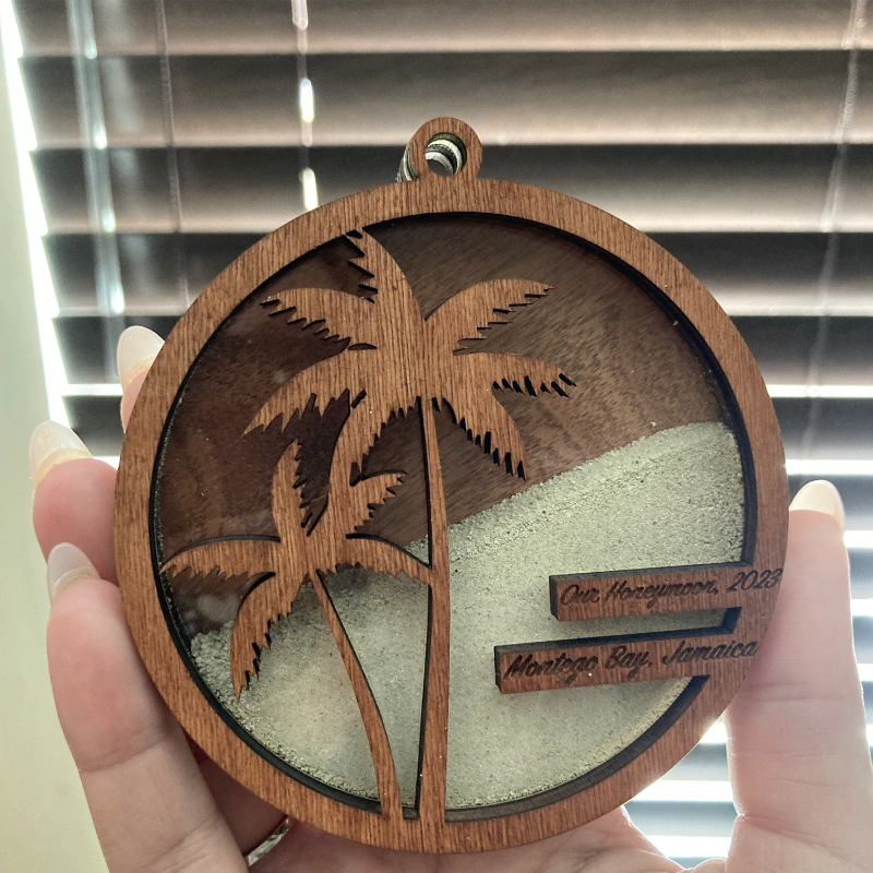 Personalized Beach Sand Jar Ornament, Christmas Family Vacation Keepsake Ornament
