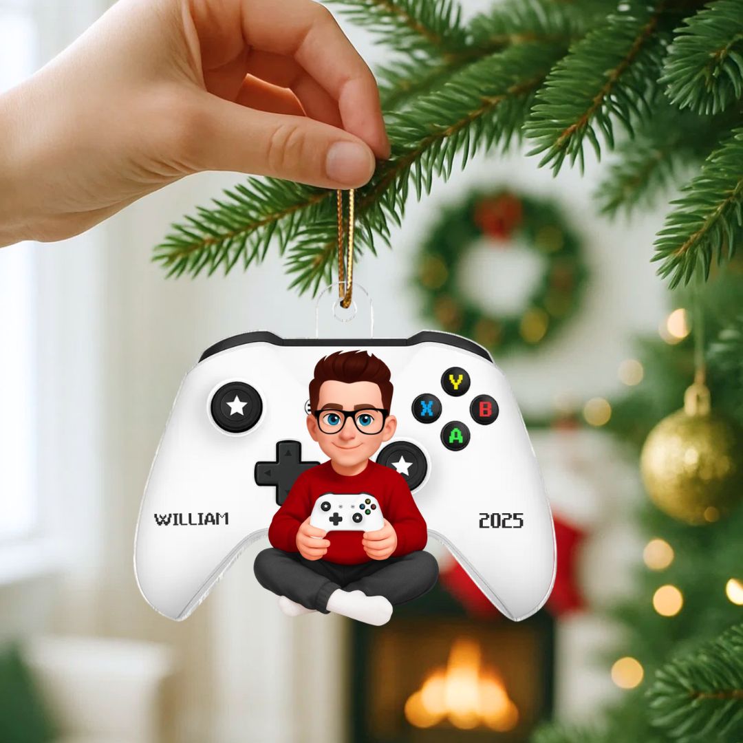 Personalized Gamer Ornament for Boys, Christmas Gift for Kids, Teenagers