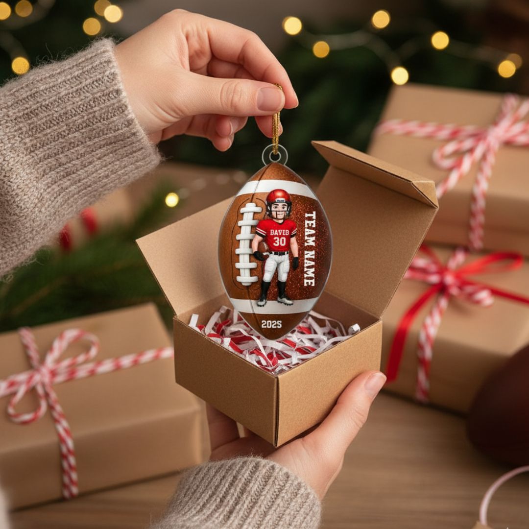 Football Player - Personalized Acrylic Ornament - Christmas Gift For Teen Boy, Son, Grandson