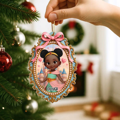 Magical Castle Coquette Bow Little Princess - Personalized Acrylic Ornament - Christmas Gift For Granddaughter Daughter