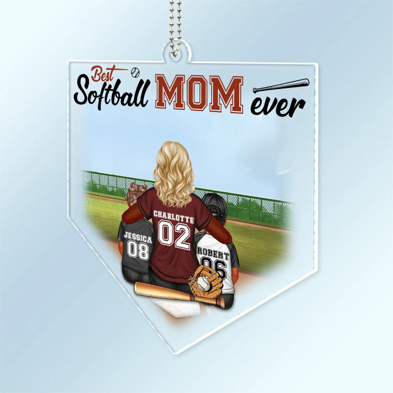 Personalized Proud Baseball Softball Mom Acrylic Car Hanger, Mother's Day Loving Gift For Sport Fan, Mom, Grandma