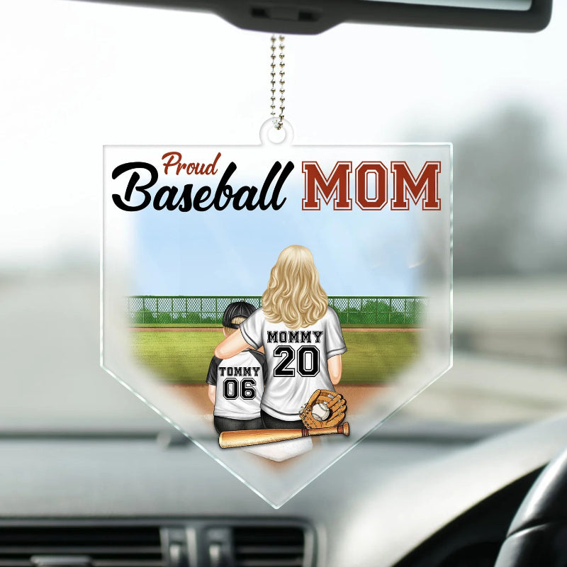 Personalized Proud Baseball Softball Mom Acrylic Car Hanger, Mother's Day Loving Gift For Sport Fan, Mom, Grandma