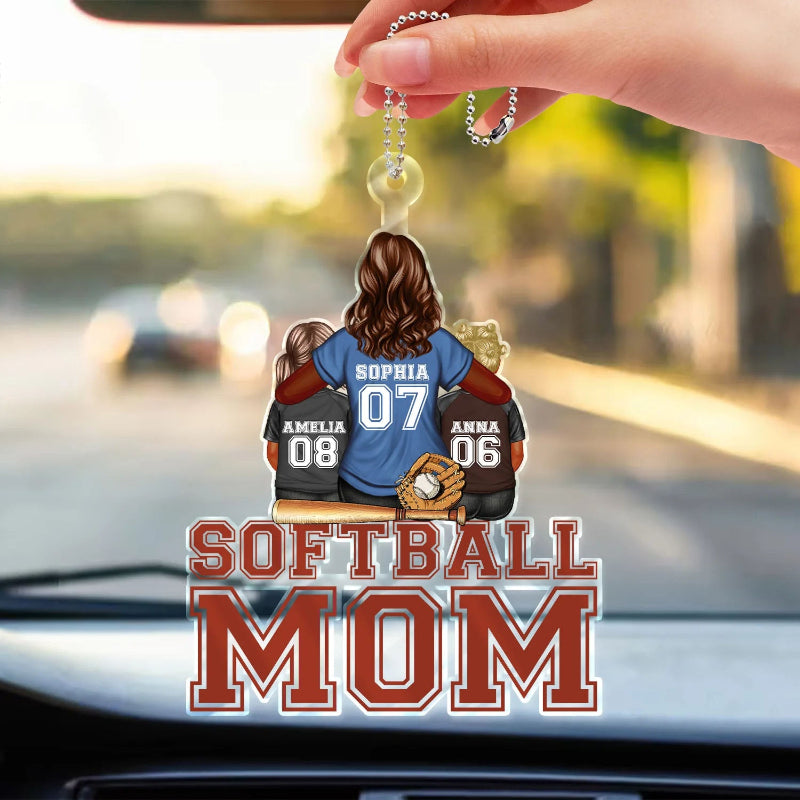 Personalized Baseball Softball Mom Acrylic Car Hanger, Mother's Day Loving Gift For Sport Fan, Mom, Grandma