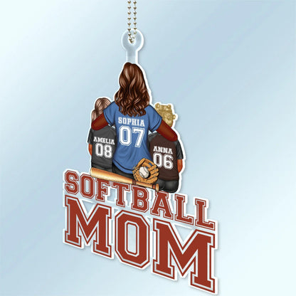 Personalized Baseball Softball Mom Acrylic Car Hanger, Mother's Day Loving Gift For Sport Fan, Mom, Grandma