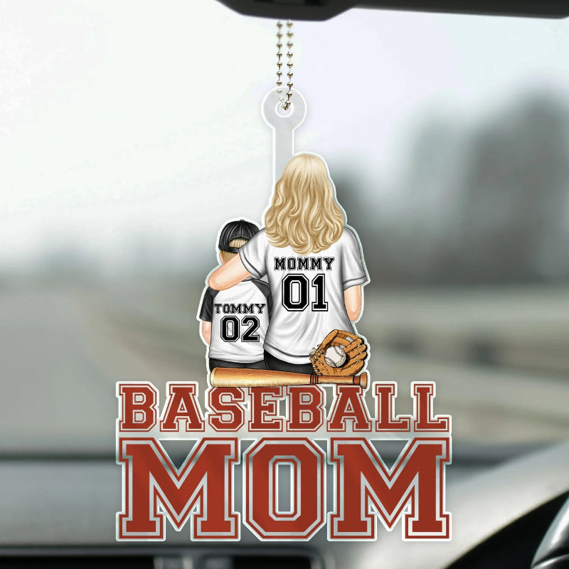 Personalized Baseball Softball Mom Acrylic Car Hanger, Mother's Day Loving Gift For Sport Fan, Mom, Grandma