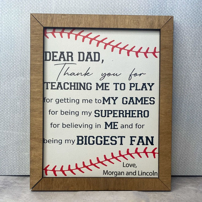 Personalized Baseball/Softball Dad Sign, Father's Day Gift