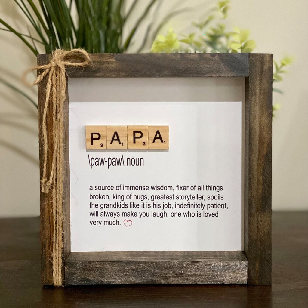 Personalized Father's Day Definition Gift Sign, Gift For Grandpa, Papa, Poppy