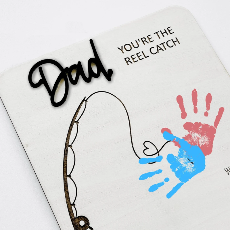 Personalized DIY Fishing Handprint Sign, Father's Day Sign