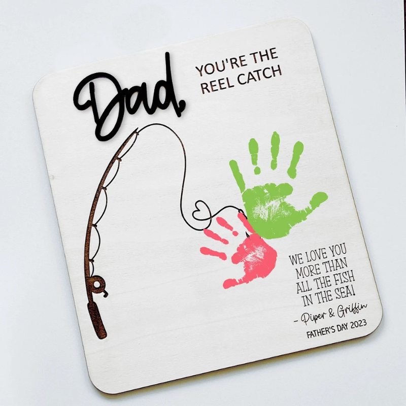 Personalized DIY Fishing Handprint Sign, Father's Day Sign