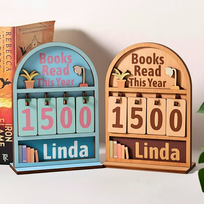 (4 Digits Only) Personalized Books Read This Year Counter Mini Plaque With Flat Base, Gift for Readers, Book Lovers Gift, Bookshelf Decor