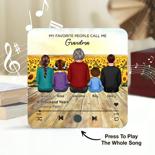 My Favorite People Call Me Nana Sunflower Field Personalized Music Fridge Magnet, Perfect Mother's Day Gift For Nana, Grandma