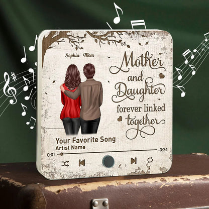 Mother & Daughter Son Under Tree Forever Linked Together Personalized Music Fridge Magnet, Heartfelt Gift For Mom