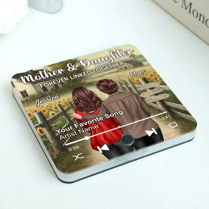 Mother & Daughter Forever Linked Together Personalized Music Fridge Magnet, Heartfelt Mother's Day Gift For Mom