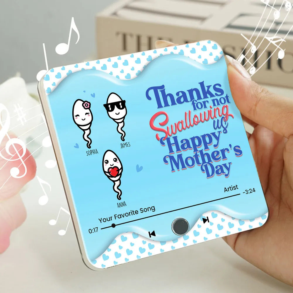 Thanks for not Swallowing Me Personalized Music Fridge Magnet, Funny Mother's Day Gift for Mom, Gift for her