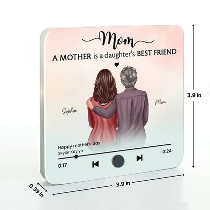 A Mother Is A Daughter's Best Friend Personalized Music Fridge Magnet, Heartfelt Mother Daughter Gift, Birthday Gift for Mom