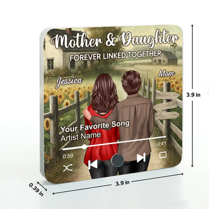 Mother & Daughter Forever Linked Together Personalized Music Fridge Magnet, Heartfelt Mother's Day Gift For Mom