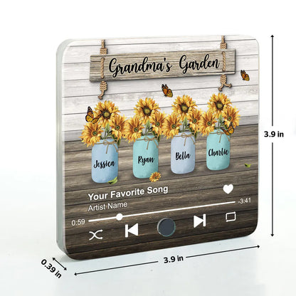 Grandma Garden Sunflower Vase Personalized Music Fridge Magnet, Heartfelt Mother's Day Gift for Grandma, Mom