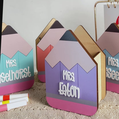 Personalized Pastel Teacher Pencil Holder for Teacher Appreciation Gift, End Of School Year Gift