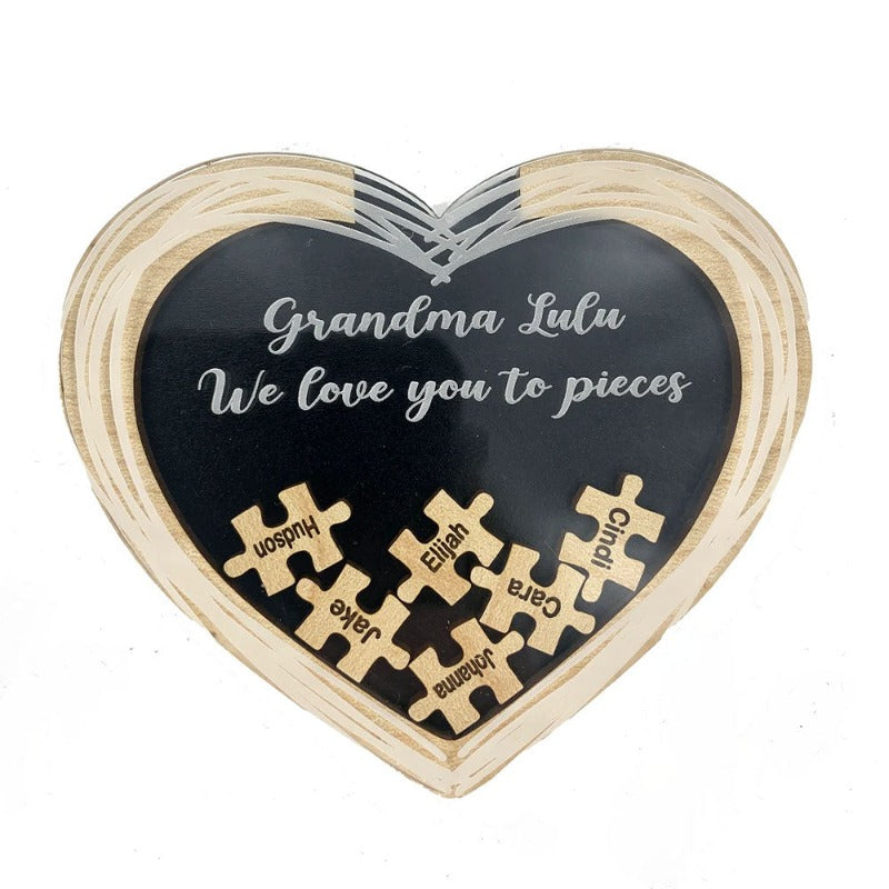 "We Love You to Pieces" Personalized Heart Puzzle Gift, Mother's Day Gift