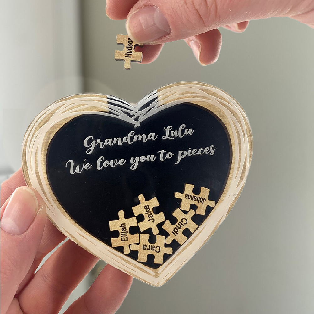"We Love You to Pieces" Personalized Heart Puzzle Gift, Mother's Day Gift