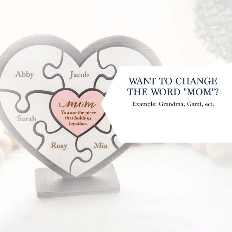 Personalized Mother's Day Puzzle Piece Heart Sign