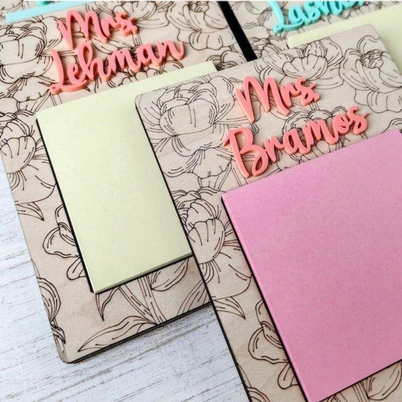 Personalized Flower Teacher Sticky Note Holder - Gift For Teacher